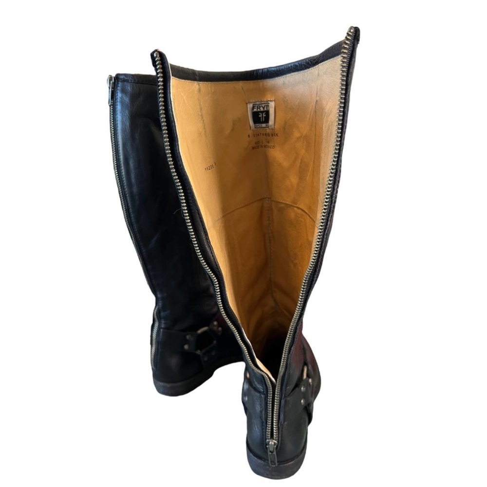 Size 8 Frye Signature Black Leather Riding Boots - Picture 10 of 14